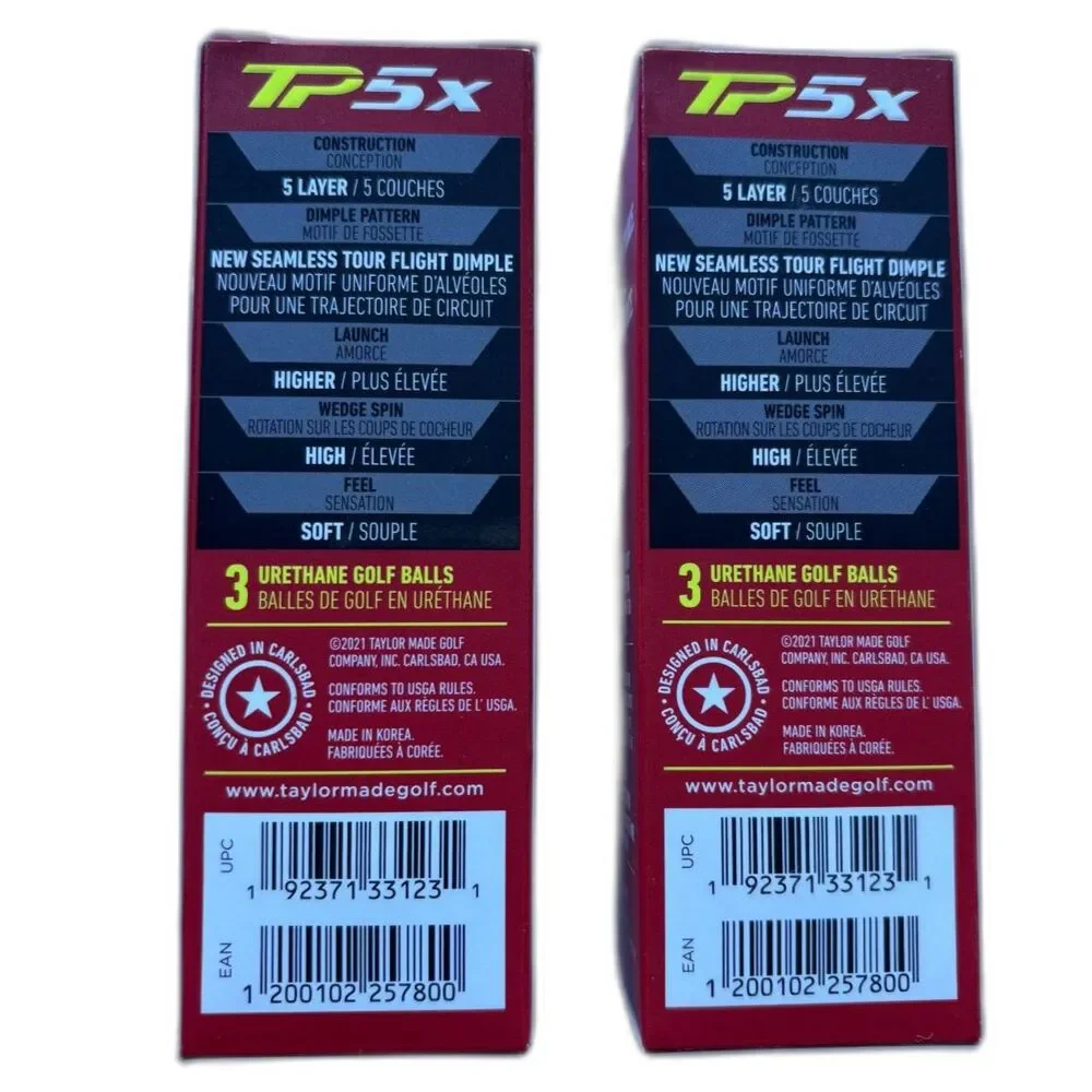 TaylorMade TP5x Hi-Visability Yellow Golf Balls (2 Sleeves of 3) New!